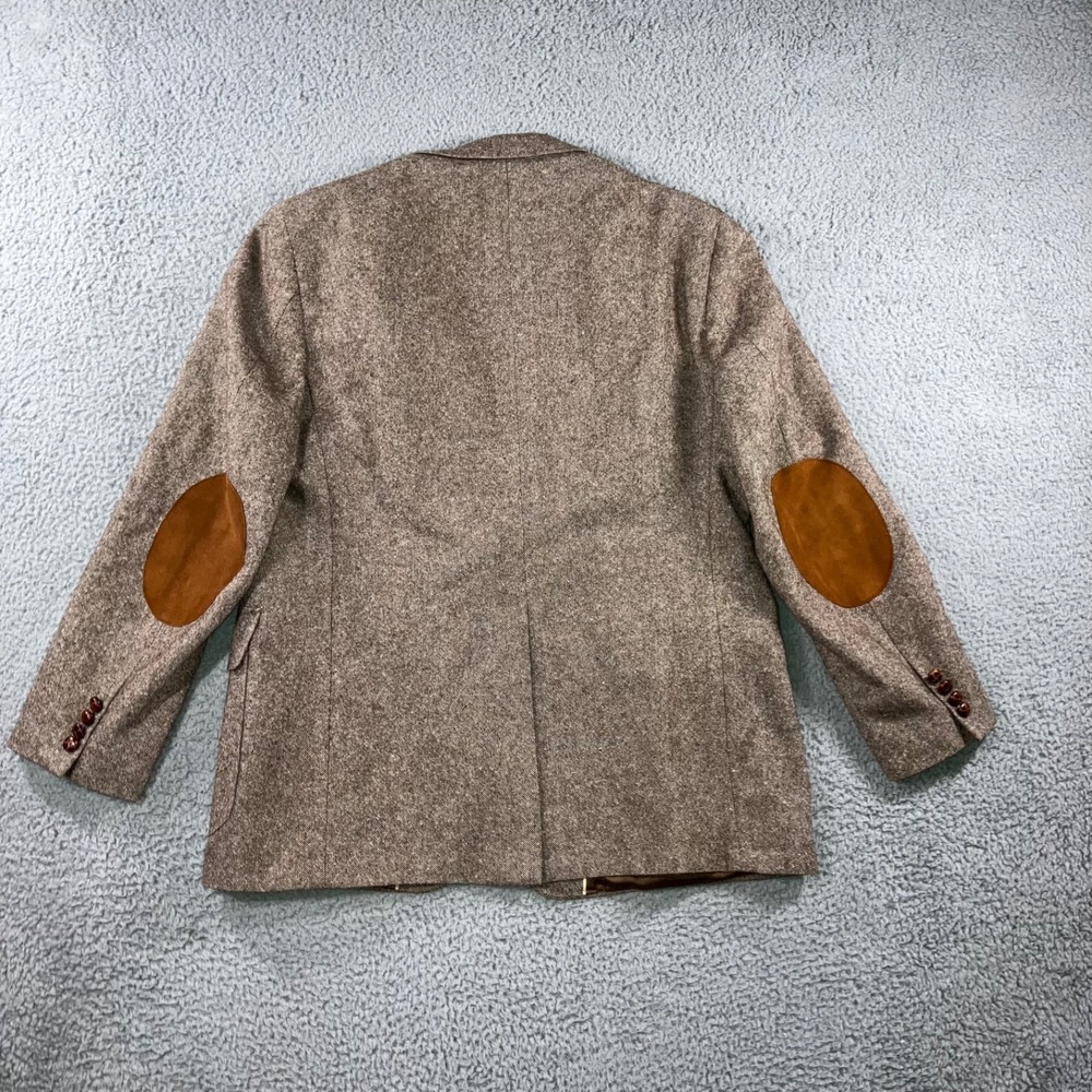 Garrison Park Tweed Blazer Men 44 Elbow Patch Two Button Sports Coat Made In USA - Picture 3 of 11